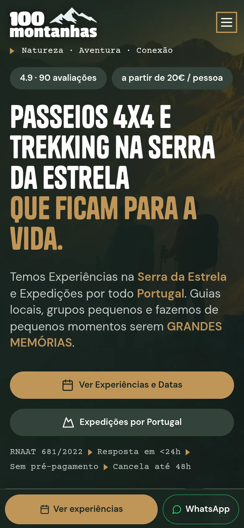 Website 100Montanhas — versão mobile