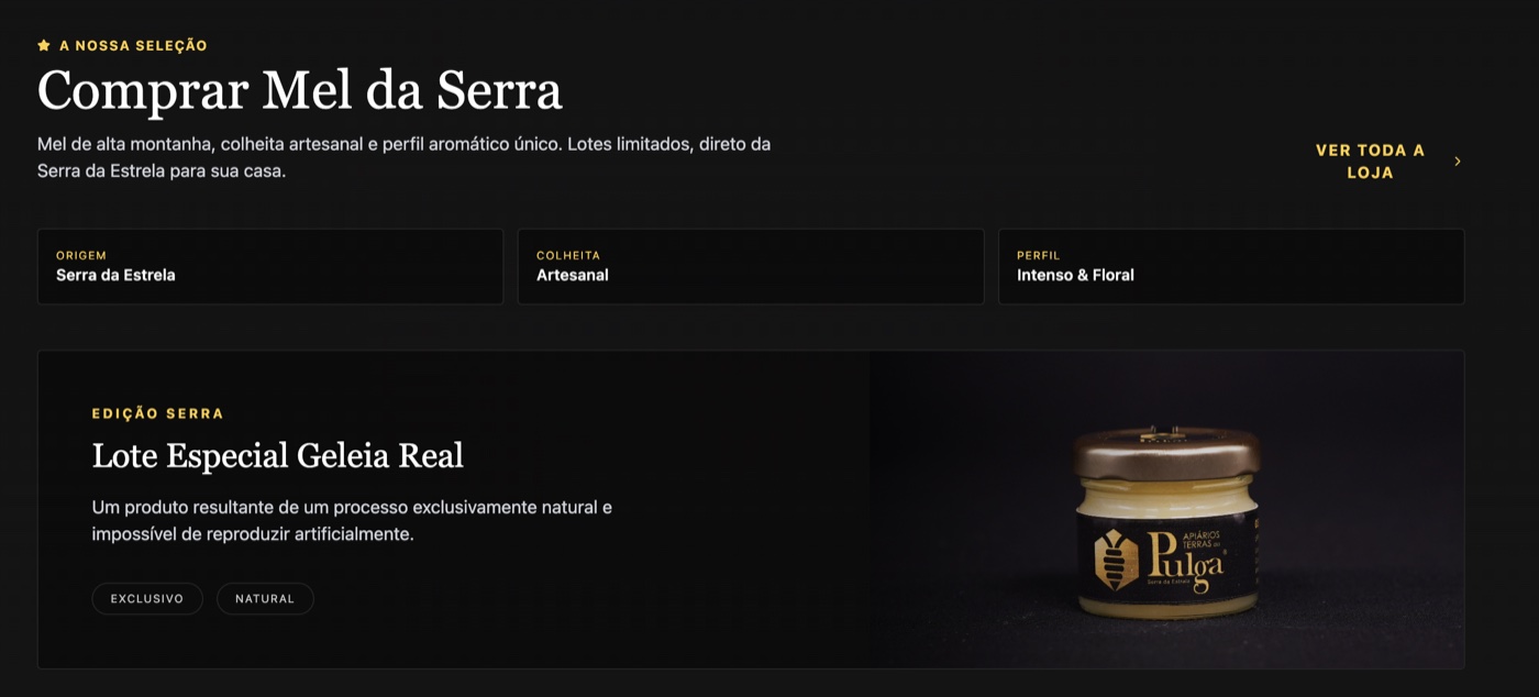 Loja online Apiários Terras da Pulga — catálogo de produtos