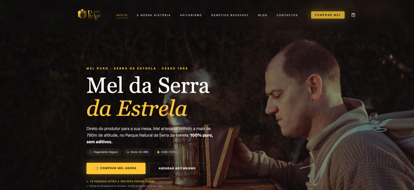 Website Apiários Terras da Pulga, criado pela Element Group
