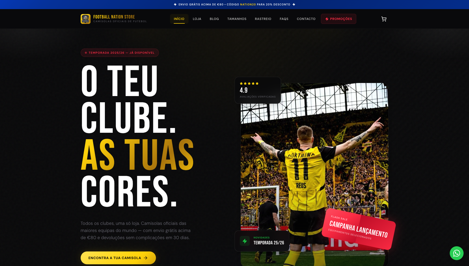 Loja online Football Nation Store — merchandising de futebol