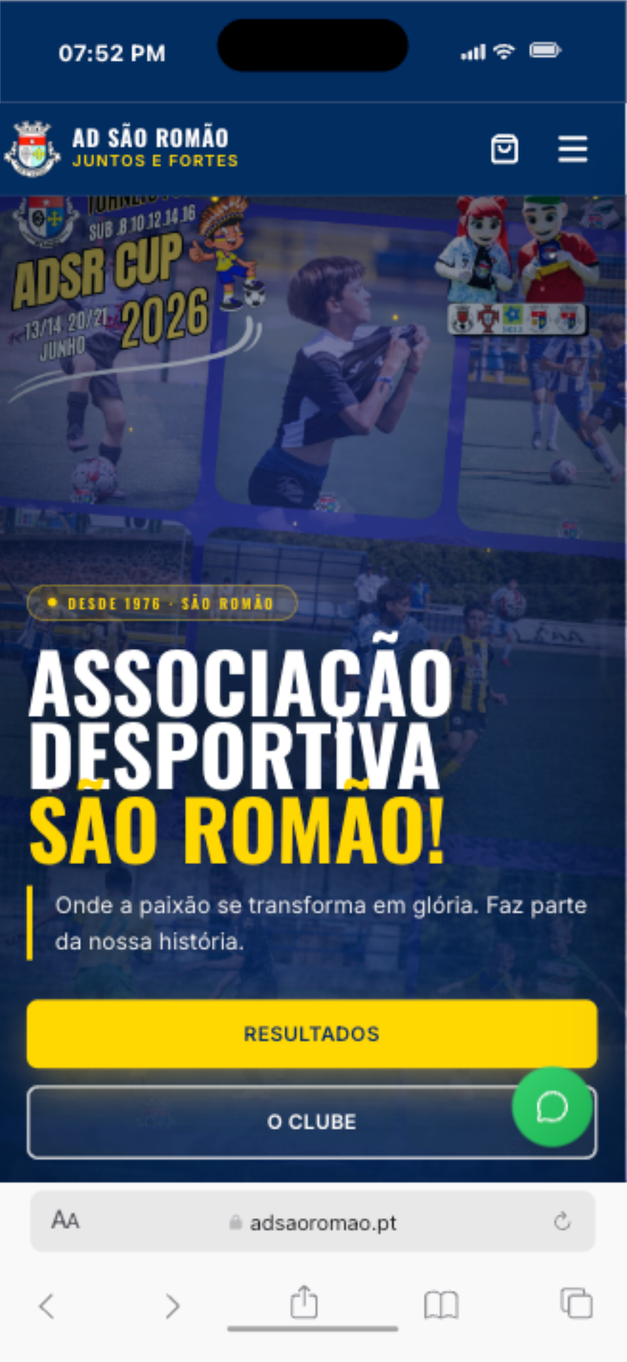 Website AD São Romão — versão mobile