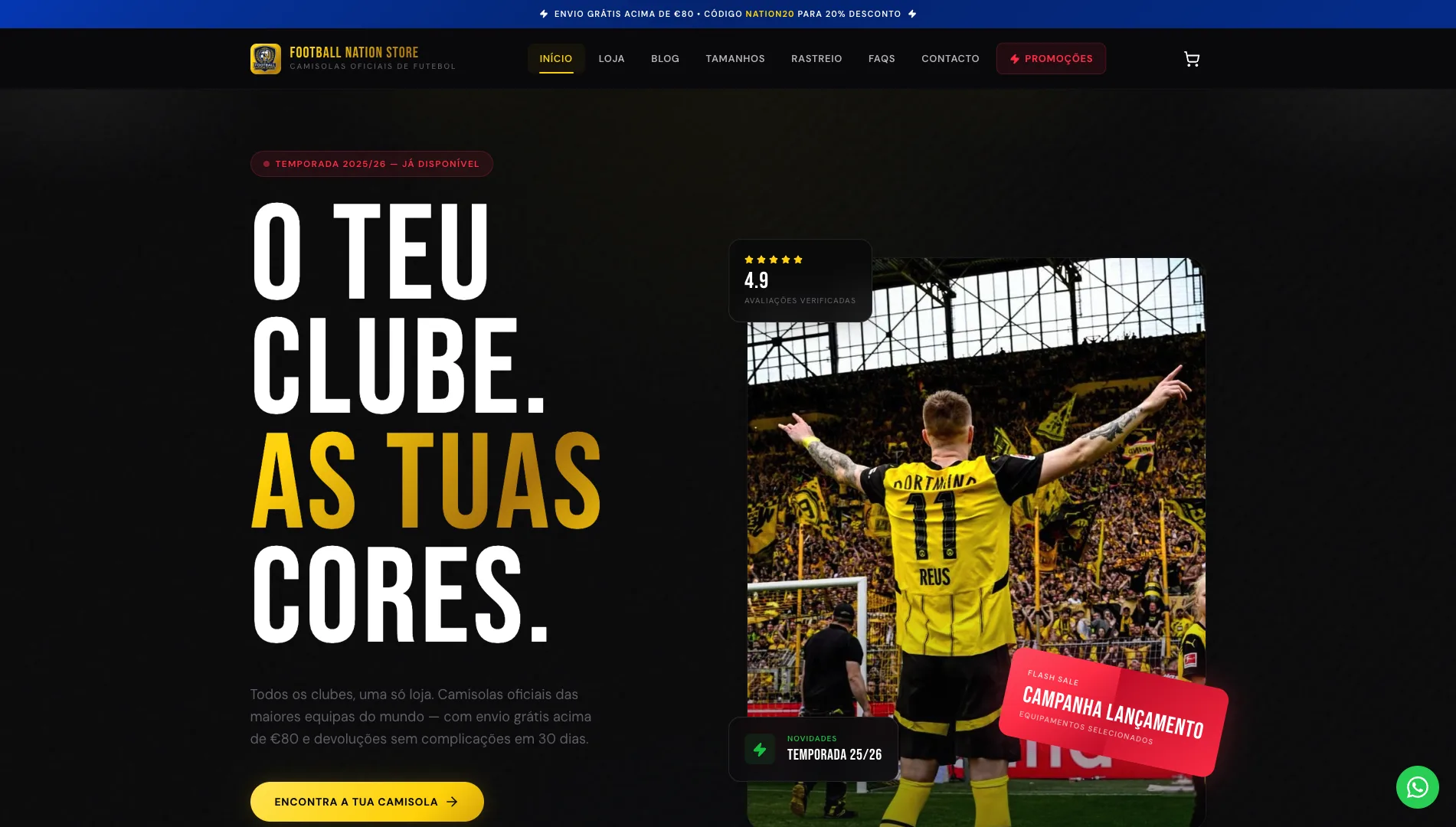 Loja online Football Nation Store — merchandising de futebol